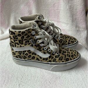 Vans Filmore Hi Women's Black & Tan Cheetah Platform Shoes Size 6